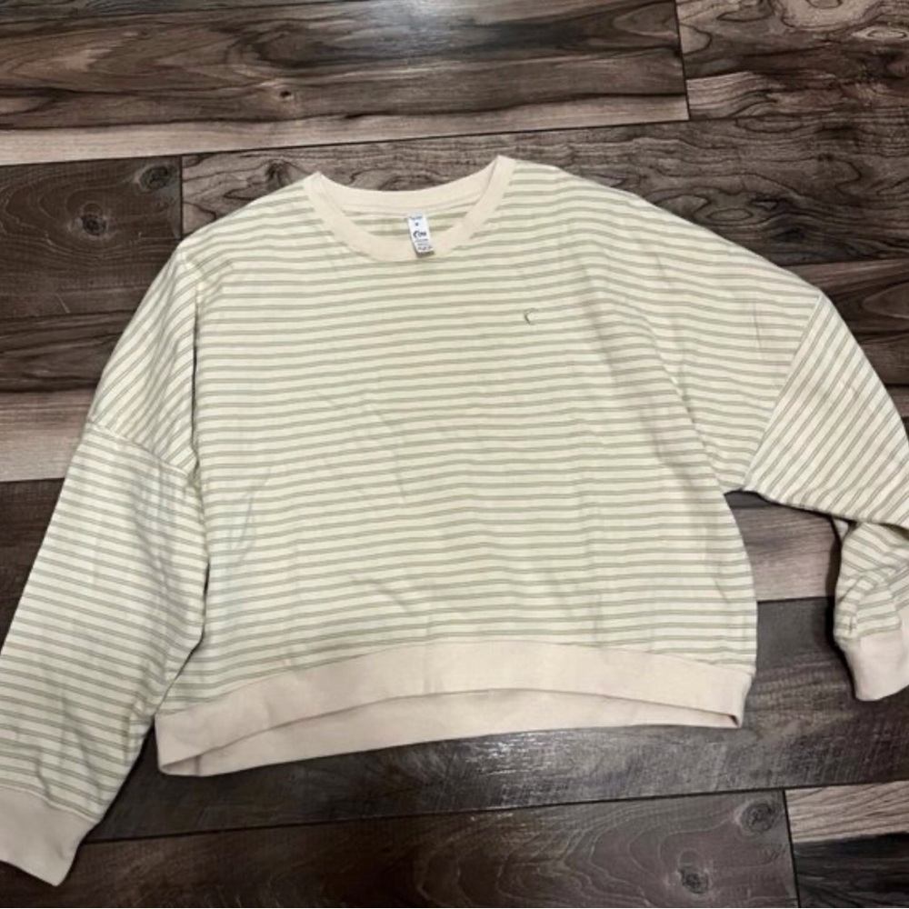 ZYIA Striped Crewneck Sweater Cream & Olive Green Size XXL - Picture 5 of 11